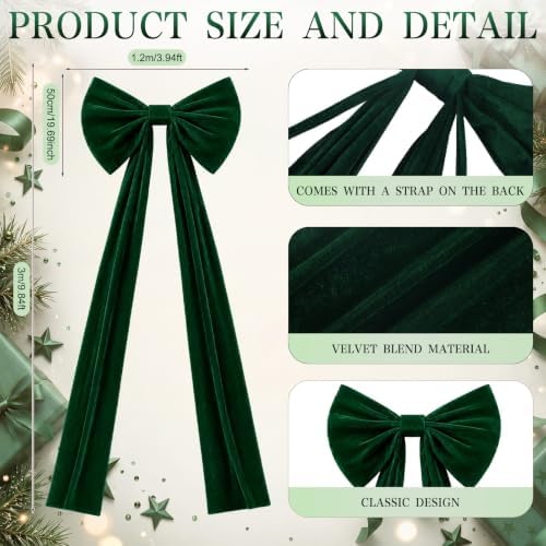 118 x 47 Extra Large Christmas Green Velvet Bow Outdoor