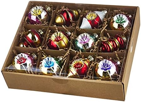Raz Box of 12 3.25" Bright Vintage Glass Christmas Ornaments 4120894