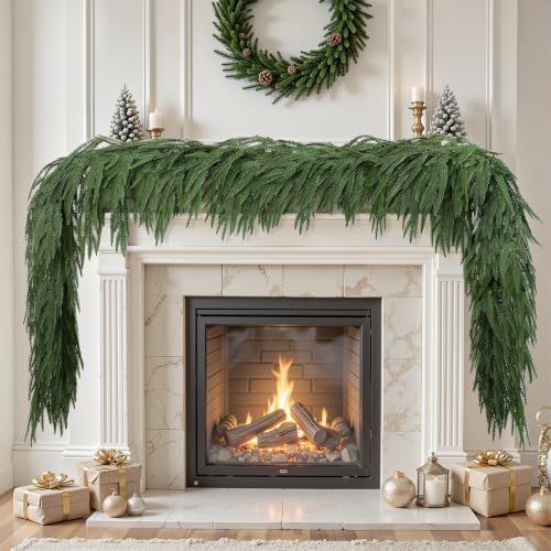 Alupssuc 9FT Christmas Garland, Artificial Real Touch Norfolk Pine Garland