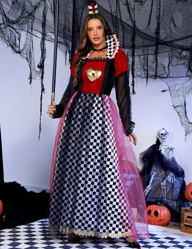 Queen of Hearts Costume Women Halloween Costume Woman 2026 Alice in Wonderland Outfits Fancy Cosplay Dress for Adult