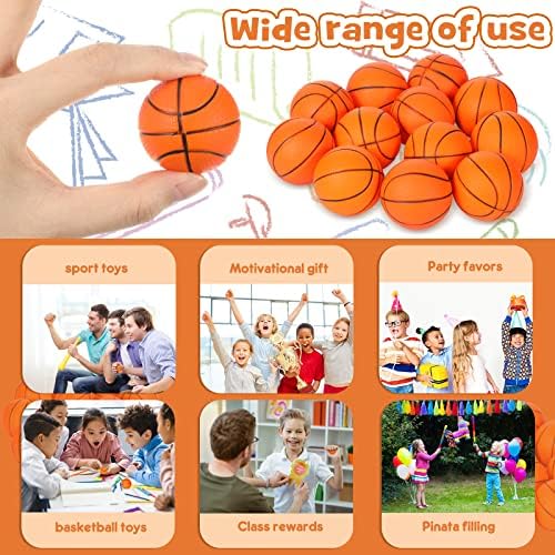 Leitee 120 Pcs Mini Basketball Soft Foam Stress Balls Small Squeeze Basketball Toys 1.6 inch Bouncy Ball for Anxiety Stress Relief Party Favor Decoration School Reward Present Game