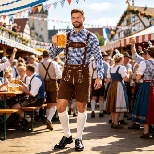 ALIZIWAY Halloween Oktoberfest Outfits Men with Necklace Socks Accessories