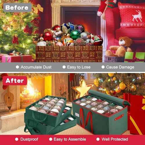 Large Christmas Ornament Storage Box Keeps 54 4" & 3 Individual Trays