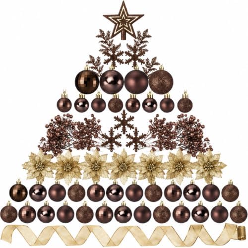 Sratte 94 Pcs Christmas Tree Ornaments Decoration Set, Brown