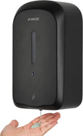 AIKE Liquid Automatic Soap Dispenser,33.8oz Capacity for Bathroom,Black | 5-Level Adjustable and Savety Key for Commercial(4*AA Batteries Not Included),Screw Wall Mount for Space-Saving,AK1226S
