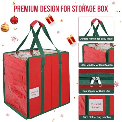 Christmas Ornament Storage Box,5 Tier Holds Up to 100-3” Holiday Décor