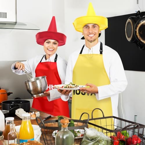 2 Set Halloween Ketchup and Mustard Costumes for Adults Couples