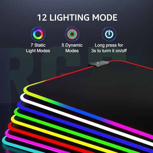 KTRIO RGB Large Gaming Mouse Pad, 35.4 x 15.7 in, RGB Black, XXXL