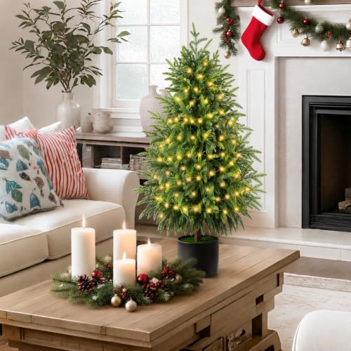 Christmas Decorations - 2 Pack Pre-Lit 3FT Artificial Norfolk