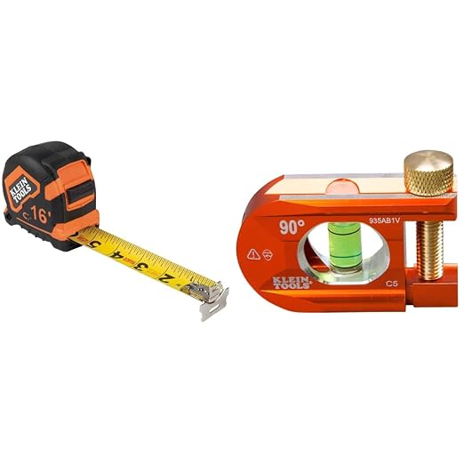 Klein Tools 9216 Tape Measure and Klein Tools 935AB1V No-Dog Level
