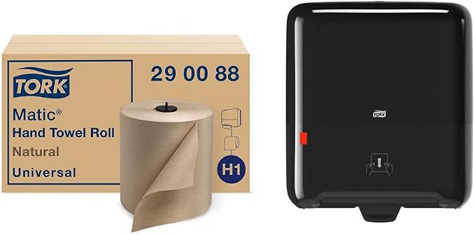 Tork Matic Paper Hand Towel Roll Natural H1 (6 Rolls) and Tork Matic Paper Towel Dispenser Elevation Design - Paper Hand Towel Dispenser H1