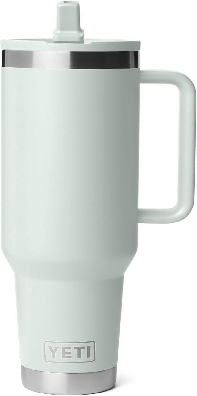 YETI Rambler 40 oz Travel Mug with Flip Straw Lid – Stainless Steel, Vacuum Insulated, Leakproof, Cup Holder Friendly, Ridgeline