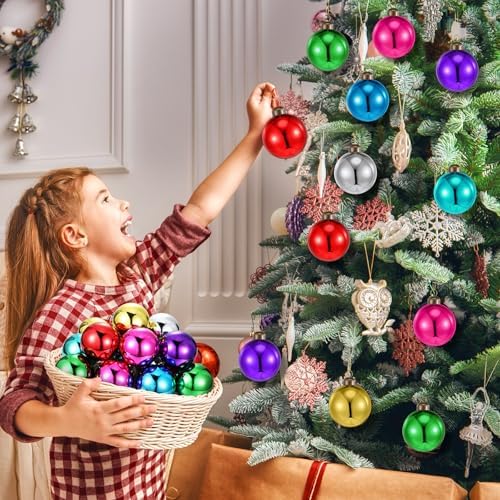 Civaner 32 Pcs 2.36 in Mercury Glass Christmas Balls Ornaments, Multicolor