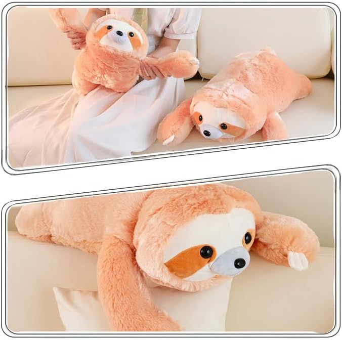 ELAINREN Big Pink Sloth Plush Huggable Pillow Three Toed Sloth Stuff/19''