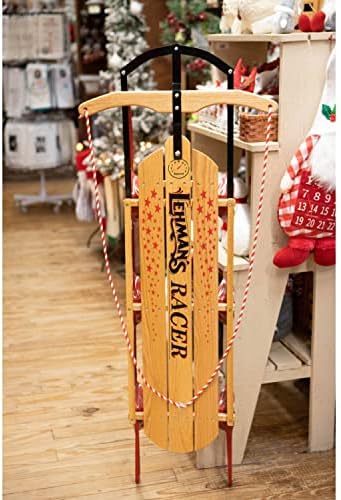 Lehman's Racer Amish Made Old Fashioned Solid Oak Steel Runner Sled