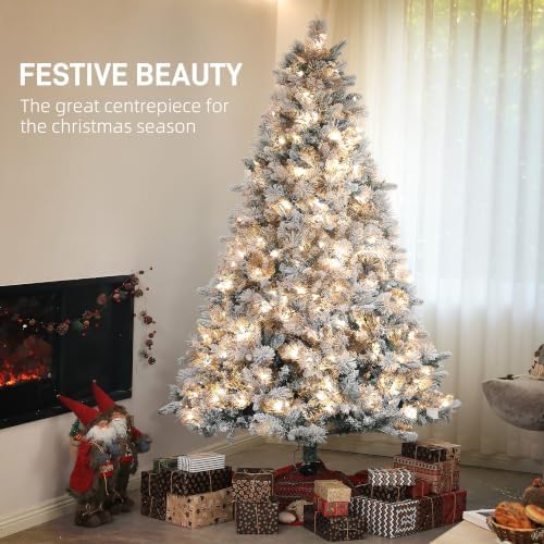 HOMCOM 7.5 ft Artificial Prelit Christmas Tree with Realistic Fraser Fir