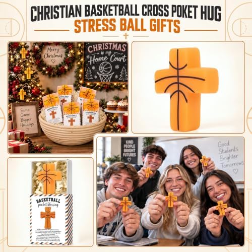 30 Sets Christian Encouragement Gifts Basketball Pocket Cross with Boxes