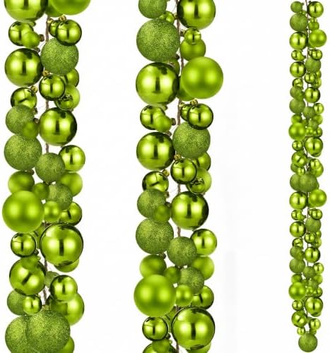2 Pcs 6 ft Christmas Ball Ornament Garland, Light Green