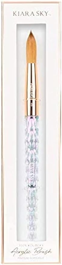 Kiara Sky Kolinsky Acrylic Nail Brush #16 – Pure Kolinsky Sable Hair, Iridescent Crystal Handle, Acetone Resistant, for Acrylic Application, Extensions & 3D Nail Art