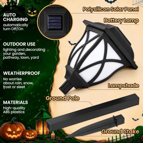 GIGALUMI Solar Halloween Lights Outdoor, LED Solar Pathway Lights 8 Pack