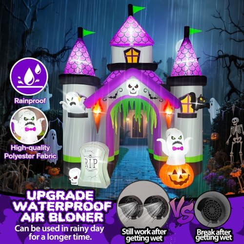 Kalolary 12.5FT Tall Halloween Inflatables Archway Haunted House Castle
