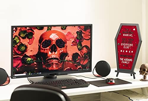 Nomnu Coffin Letter Board, Red Gothic Decor w/Bat Stickers, Spooky Emojis