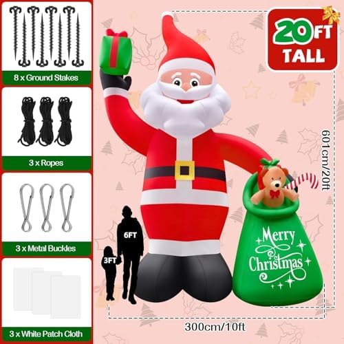 Kalolary 20FT Tall Christmas Inflatables Santa Claus