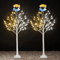 2 Pack 4FT Lighted Birch Trees, Warm White to Cool White Color Changing