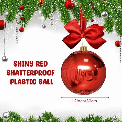 Jerify 2 Pcs 12" Large Christmas Ball Ornaments,Red
