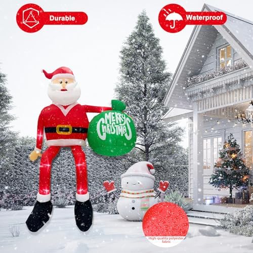 OurWarm 15FT Christmas Inflatable Outdoor Decoration, Climbing Santa Giant Christmas inflatables Christmas Blow Ups with LED Lights, Inflatable Christmas Decorations Outdoor for Lawn Yard Xmas Decor