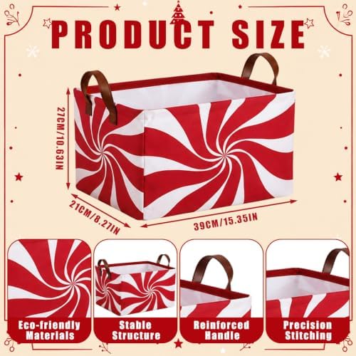 CHENGU 6 Pack Christmas Baskets Collapsible Retro Christmas Storage Bins