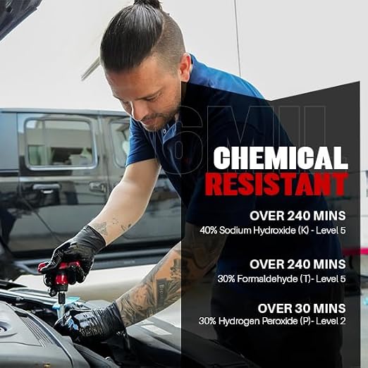 London Labs Heavy Duty 6 Mil Black Nitrile Gloves - Disposable, Latex & Powder Free | Mechanic, Food Prep & Tattoo | Rubber Gloves for Cooking, Cleaning & Household |Bulk Case of (1000)