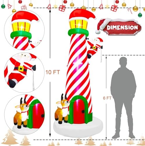 Lulu Home 10FT Christmas Inflatable Decoration, Lighthouse Style