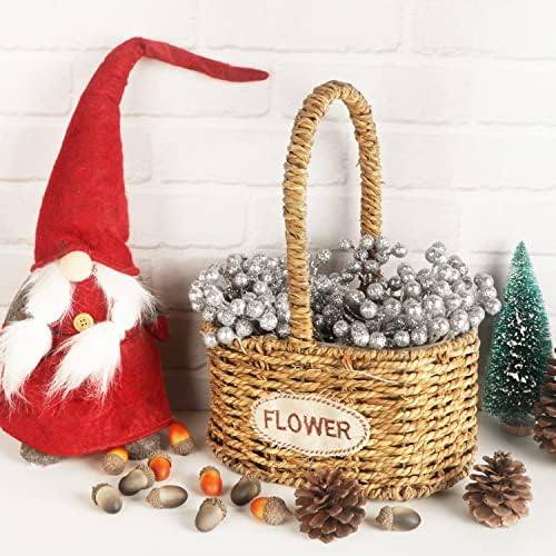 Fangoo 20 Pack 7Inch Artificial Silver Berry Stems for Christmas Tree Decor