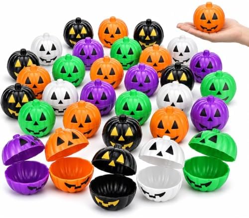 100Pcs Halloween Pumpkin Candy Holders, Plastic Mini Pumpkin Bucket