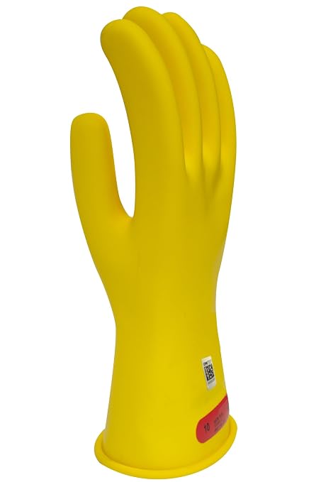 Enespro Class 0 Yellow Rubber Voltage Insulating Gloves, Max. Use Voltage 1000V AC/1500V DC, GC0Y09