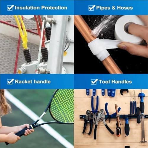 12 Roll 1 Inch X 10 FT Self-Fusing Silicone, Thickness 0.5mm Hose Repair Tape, Heavy Duty and Leak Proof Rubber Hose Tape, Pipe for Water(White)