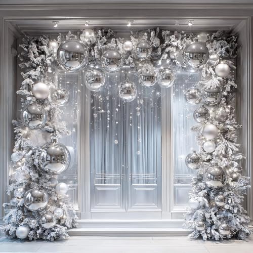Threan 10 Inch Large Silver Shiny Christmas Ball Ornaments