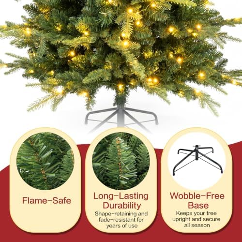 6 FT Prelit Aspen Fir Christmas Tree, Skinny Xmas Tree