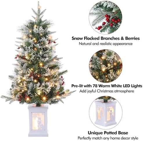 3ft Pre-Lit Artificial Mini Christmas Tree Set of 2, 78 LED Lights