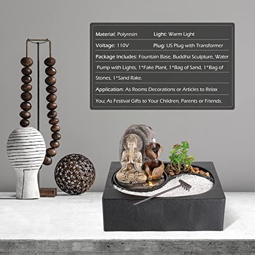 Dyna-Living Indoor Water Fountains Tabletop Water Fountain with Warm Light