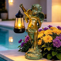 Solar Angel Garden Statues, Outdoor Angel Solar Hanging Lights Waterproof, Birthday Gifts for Mom Women Mother's Day, Cupid Boy Garden Figurines for Yard Decor Patio Porch Lawn Ornaments