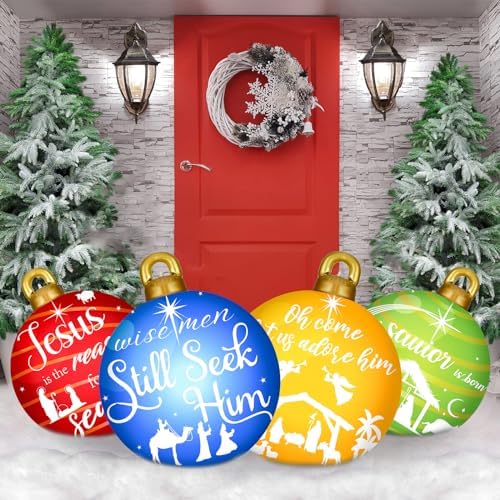 Jetec 4 Pcs Giant Inflatable Christmas Ball, Religious, Color 6