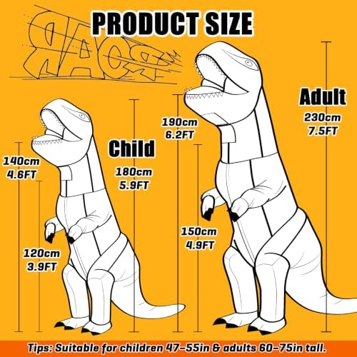 Inflatable Dinosaur Costume for Kids and Adults, Blow Up Party Suit