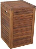 Medium Teak Laundry Hamper, or Indoor Outdoor Storage Bin | Durable, Water-Resistant Teak Construction, Indoor & Outdoor Use