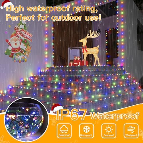 Ollny Christmas Lights 800 LED 262FT Plug in, IP67 Waterproof Green Wire Outdoor Christmas Lights with Remote, 8 Modes with Timer String Light for House Indoor Xmas Decorations Multicolored