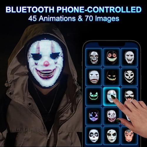 Gootus LED Halloween Mask with Gesture Sensing & Customizable