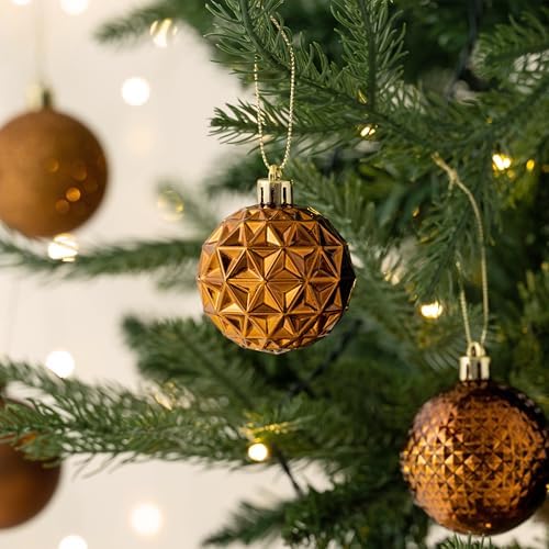 Valery Madelyn Christmas Tree Decorations Ornament Set for Fall Halloween, 50ct 2.36 Inches Bronze Copper Brown Shatterproof Christmas Ball Ornaments Hanging Xmas Holiday Party Decor