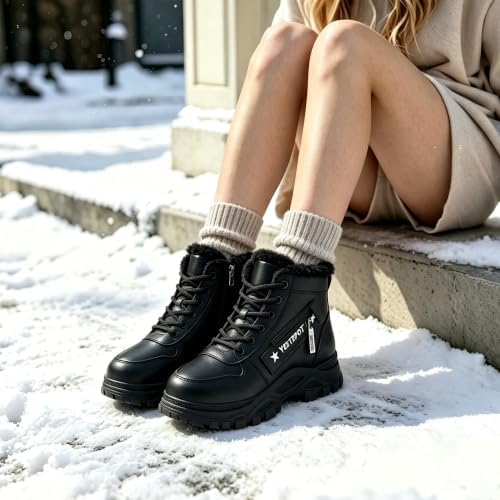 Womens Snow Boots Warm Winter Shoes Lace Up Ankle Booties