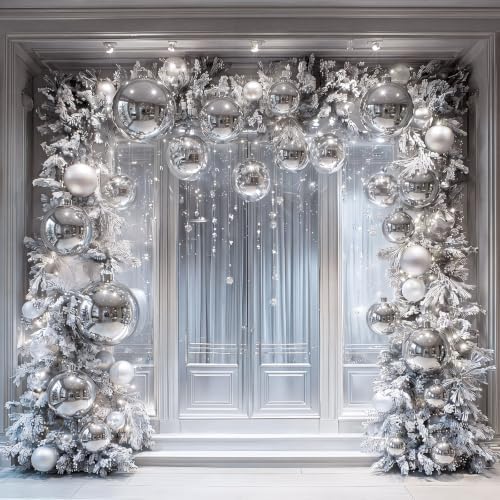 Threan 6 Inch Large Silver Shiny Christmas Ball Ornaments